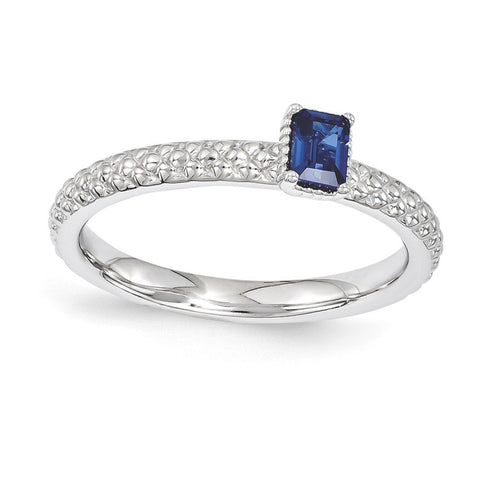 Sterling Silver Stackable Expressions Created Sapphire Single Stone Ring Size 8