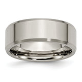 Titanium Beveled Edge 8mm Brushed and Polished Band Ring 10.5 Size