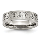 Stainless Steel Engraved Trinity Symbol Brushed 6mm Band Ring 7 Size