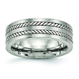Stainless Steel Brushed and Polished Twisted 7mm Band Ring 11.5 Size