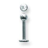 SGSS Labret w Gem Balls 14G (1.6mm) 3/8 (10mm) Long w 4mm gem ball end BDLSG14-40-4-CL - shirin-diamonds