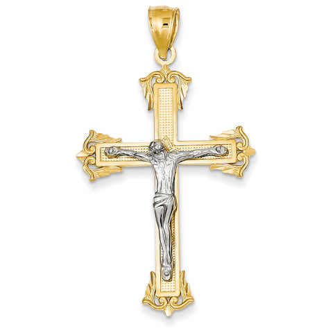 14k Two-tone Crucifix Pendant C3922 - shirin-diamonds