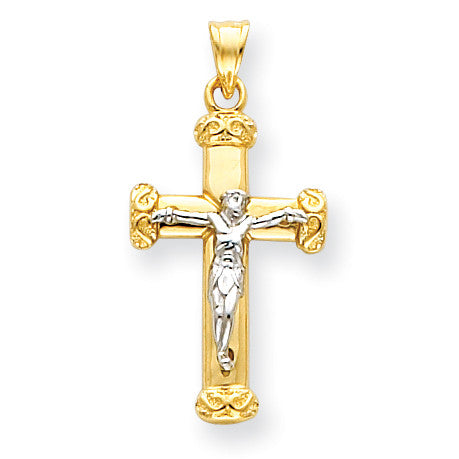 14k Two-tone Crucifix Pendant C960 - shirin-diamonds