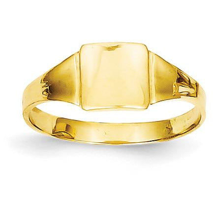 14k Square Signet Baby Ring D3128 - shirin-diamonds