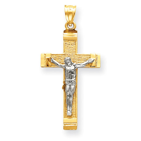 14k Two-tone INRI Crucifix Pendant D31 - shirin-diamonds