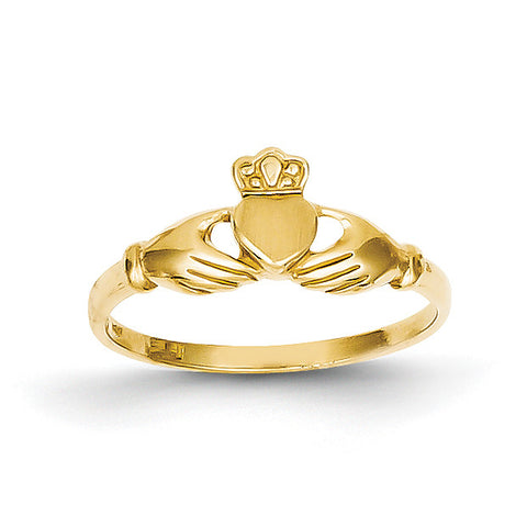 14k Polished & Satin Claddagh Ring D99 - shirin-diamonds