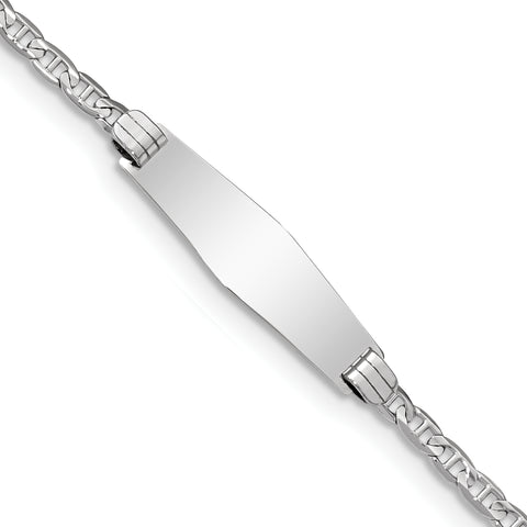 14k WG Semi-SolSoft Diamond Shape ID Anchor Link Soft Diamond Shape ID Brac (Weight: 3.03 Grams, Length: 8 Inches)