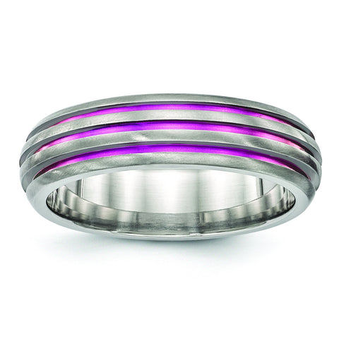 Edward Mirell Titanium Triple Groove Pink Anodized Ring EMR274 - shirin-diamonds