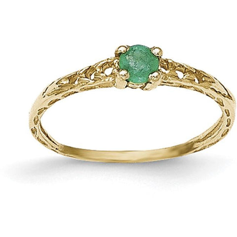 14k Madi K 3mm Emerald Birthstone Baby Ring GK128 - shirin-diamonds