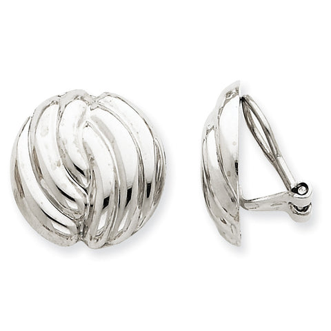 14k White Gold Omega Clip Non-pierced Earrings H915 - shirin-diamonds