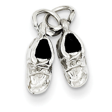 14k White Gold Baby Shoes Charm K1342 - shirin-diamonds