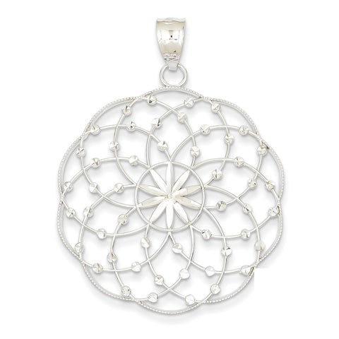14k White Gold Diamond Cut Sphere Pendant K1550 - shirin-diamonds