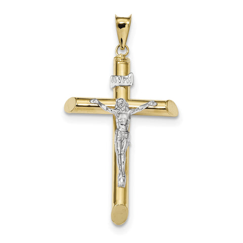 14k Two-Tone Polished Crucifix Pendant K6282 - shirin-diamonds