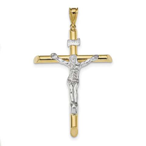14k Two-Tone Polished Crucifix Pendant K6284 - shirin-diamonds