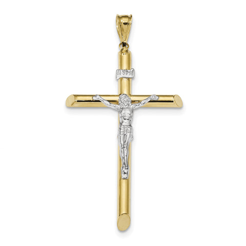 14k Two-Tone Polished Crucifix Pendant K6285 - shirin-diamonds