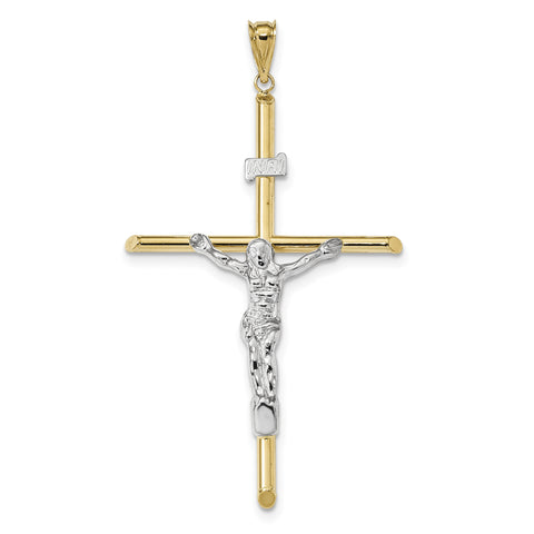 14k Two-Tone Polished Jesus Crucifix Pendant K6286 - shirin-diamonds