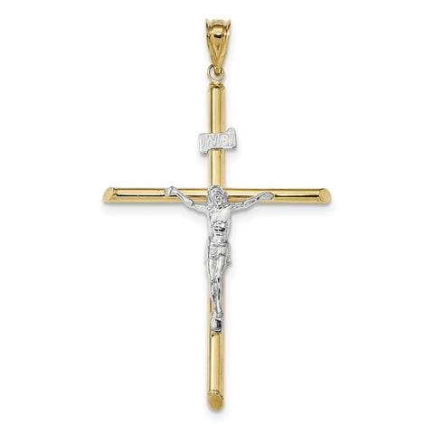 14k Two-Tone Polished Jesus Crucifix Pendant K6287 - shirin-diamonds