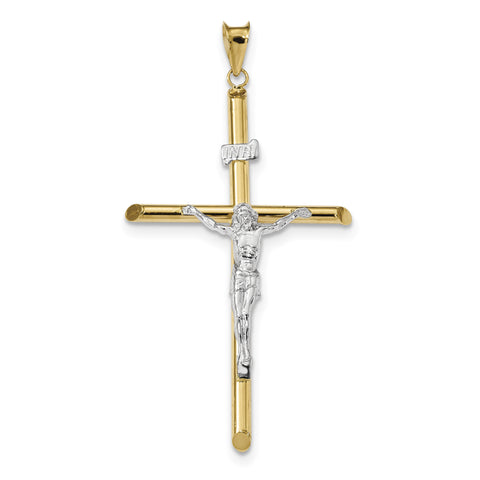 14k Two-Tone Polished Jesus Crucifix Pendant K6288 - shirin-diamonds