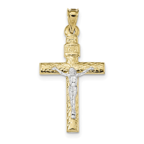 14k Two-Tone Crucifix Pendant K6295 - shirin-diamonds