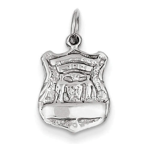 14k White Gold Police Badge Charm K900 - shirin-diamonds