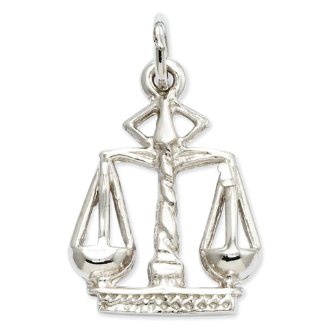 14k White Gold Polished Flat-Backed Small Scales of Justice Charm K933 - shirin-diamonds
