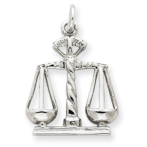 14k White Gold Polished Open-Backed Large Scales of Justice Charm K934 - shirin-diamonds