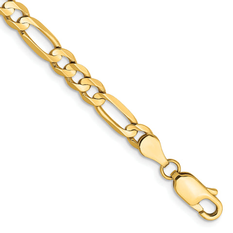14K Yellow Gold 4.5mm Concave Open Figaro Chain