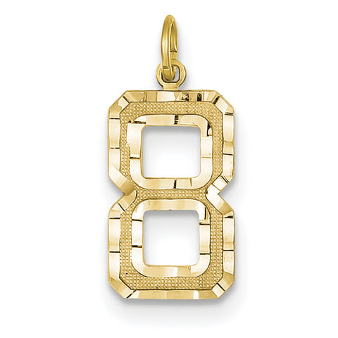 14ky Casted Large Diamond Cut Number 8 Charm LN08 - shirin-diamonds