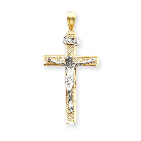 14k Two-tone INRI Crucifix Pendant M2595 - shirin-diamonds