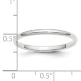 Platinum 2mm Half-Round Wedding Band Size 11