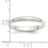Platinum 3mm Half-Round Wedding Band Size 6