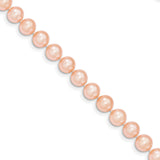 14k 7-8mm Pink FW Cultured Near Round Pearl Necklace PPN070 - shirin-diamonds