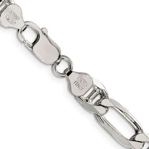 925 Sterling Silver 7.75mm Figaro Anchor Chain 18 Inch