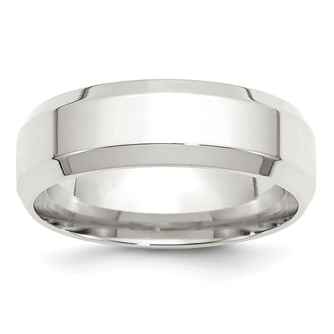 925 Sterling Silver 7mm Bevel Edge Size 5 Band Ring