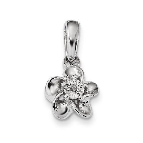 Sterling Silver Rhodium-plated Floral Diamond Pendant QBPD30DIA - shirin-diamonds