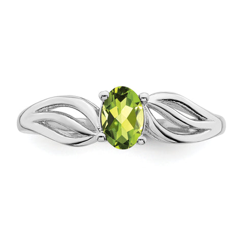 Sterling Silver Rhodium-plated Peridot Ring QBR17AUG