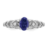 925 Sterling Silver Rhodium-Plated Created Sapphire and Diamond Ring