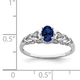 925 Sterling Silver Rhodium-Plated Created Sapphire and Diamond Ring