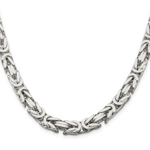 925 Sterling Silver 8.25mm Square Byzantine Chain 20 Inch