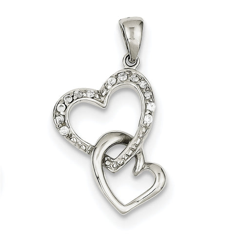 Sterling Silver Heart CZ Pendant QC6198 - shirin-diamonds