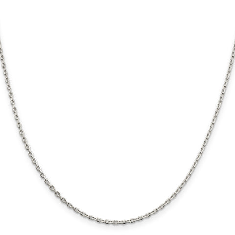 925 Sterling Silver 2mm Beveled Oval Cable Chain 18 Inch