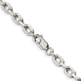 925 Sterling Silver 5.4mm Beveled Oval Cable Chain 24 Inch