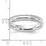 925 Sterling Silver 4mm Comfort Fit Milgrain Size 6.5 Band Ring