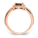 Cheryl M Sterling Silver Rose Gold-plated Brilliant-cut Cocoa CZ Ring Size 8