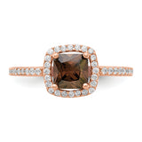 Cheryl M Sterling Silver Rose Gold-plated Brilliant-cut Cocoa CZ Ring Size 8