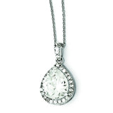 Cheryl M Sterling Silver CZ Teardrop 18in. Necklace QCM876 - shirin-diamonds