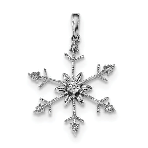 Sterling Silver Rhodium Diam. SnowFlake Pendant QDX1267 - shirin-diamonds