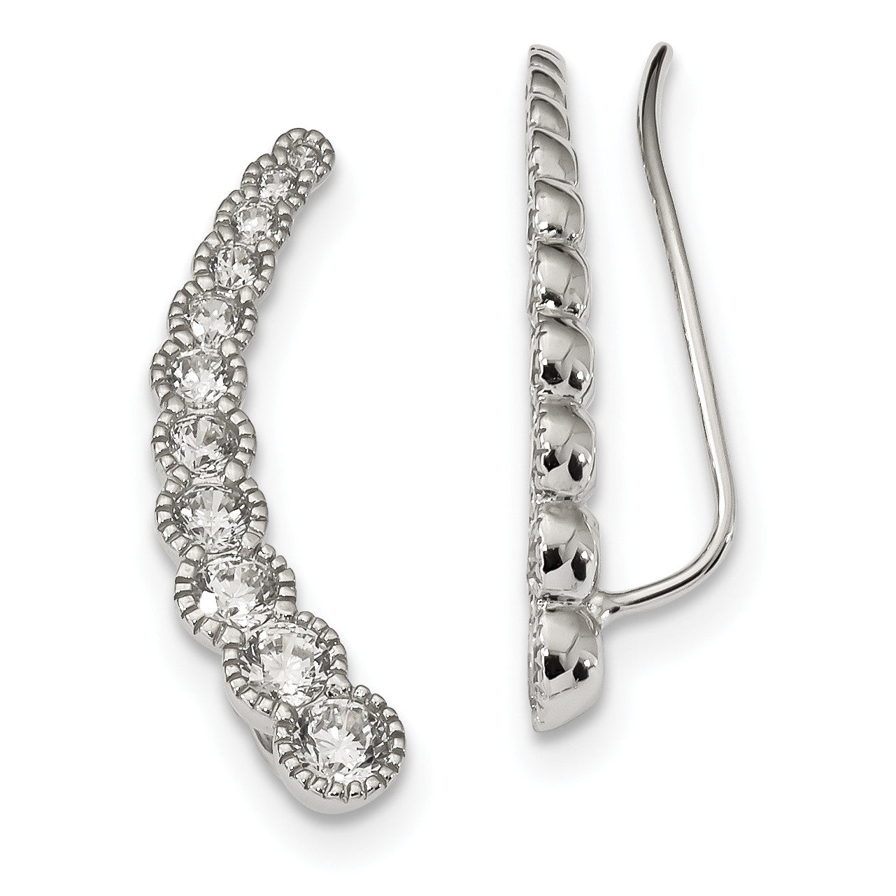 Sterling Silver CZ Ear Climber Earrings – Shirin Diamonds