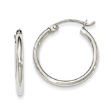 Sterling Silver Rhodium-plated 2mm Round Hoop Earrings QE798 - shirin-diamonds