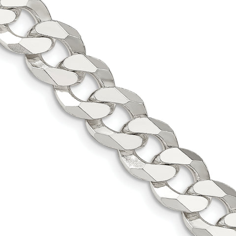 925 Sterling Silver 12.3mm Beveled Curb Chain 20 Inch